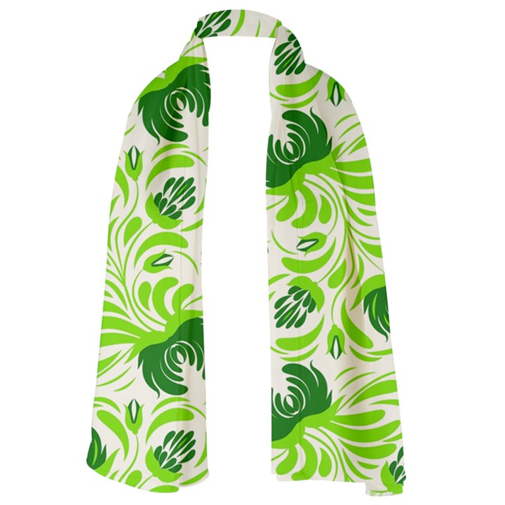 Green leaves Long Sheer Chiffon Scarf 