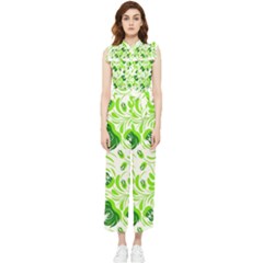 Green Leaves Women s Frill Top Jumpsuit by Eskimos