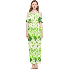 Green Leaves Draped Sleeveless Chiffon Jumpsuit