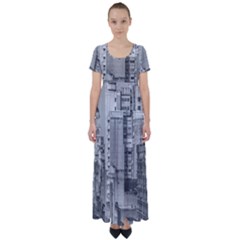 Aerial View Montevideo Uruguay High Waist Short Sleeve Maxi Dress