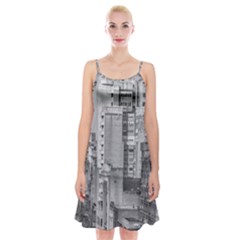 Aerial View Montevideo Uruguay Spaghetti Strap Velvet Dress