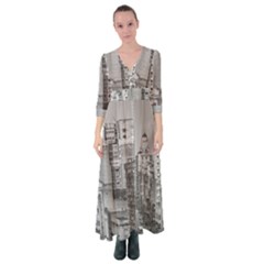 Aerial View Montevideo Uruguay Button Up Maxi Dress