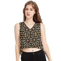 Modern Geometric Ornate Pattern V-neck Cropped Tank Top by dflcprintsclothing