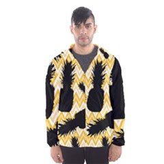 Ananas Chevrons Noir/jaune Men s Hooded Windbreaker by kcreatif