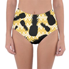 Ananas Chevrons Noir/jaune Reversible High-waist Bikini Bottoms by kcreatif