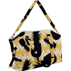 Ananas Chevrons Noir/jaune Canvas Crossbody Bag by kcreatif