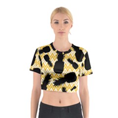 Ananas Chevrons Noir/jaune Cotton Crop Top by kcreatif