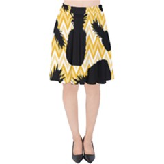 Ananas Chevrons Noir/jaune Velvet High Waist Skirt by kcreatif