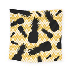 Ananas Chevrons Noir/jaune Square Tapestry (small) by kcreatif