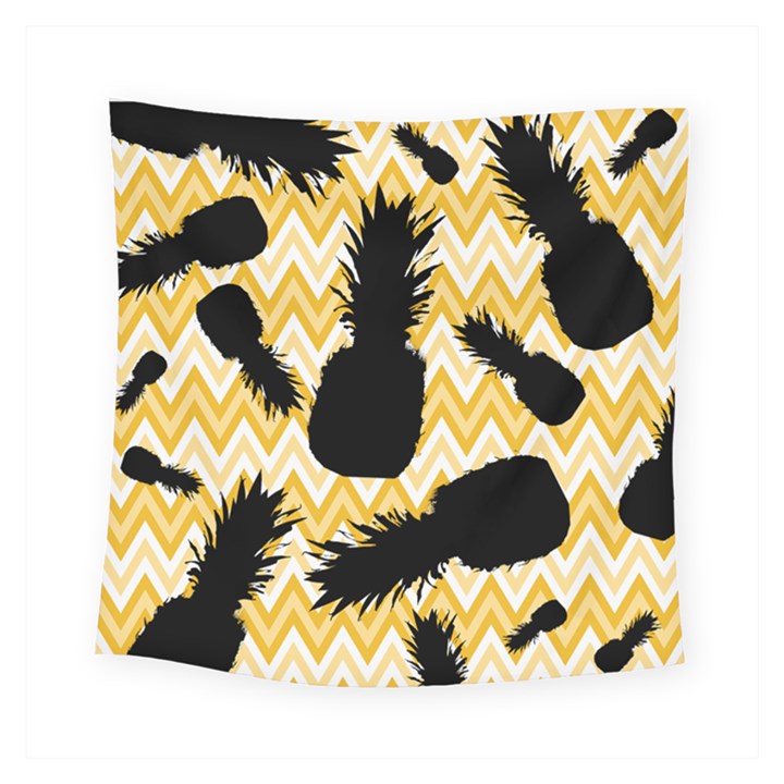 Ananas Chevrons Noir/Jaune Square Tapestry (Small)