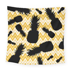 Ananas Chevrons Noir/jaune Square Tapestry (large) by kcreatif