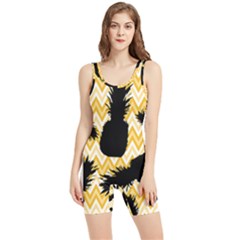 Ananas Chevrons Noir/jaune Women s Wrestling Singlet