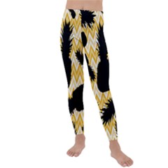 Ananas Chevrons Noir/jaune Kids  Lightweight Velour Leggings by kcreatif