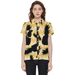 Ananas Chevrons Noir/jaune Short Sleeve Pocket Shirt