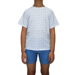 Chevrons Bleu Clair/blanc Kids  Short Sleeve Swimwear by kcreatif