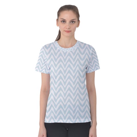 Chevrons Bleu Clair/blanc Women s Cotton Tee by kcreatif