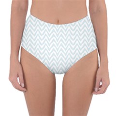 Chevrons Bleu Clair/blanc Reversible High-waist Bikini Bottoms by kcreatif