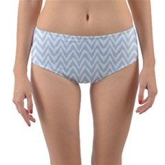 Chevrons Bleu Clair/blanc Reversible Mid-waist Bikini Bottoms by kcreatif