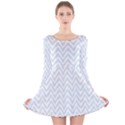 Chevrons Bleu clair/Blanc Long Sleeve Velvet Skater Dress View1