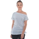 Chevrons Bleu clair/Blanc Off Shoulder Tie-Up Tee View1