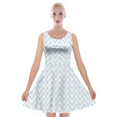 Chevrons Bleu Clair/blanc Velvet Skater Dress by kcreatif