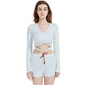 Chevrons Bleu clair/Blanc Velvet Wrap Crop Top and Shorts Set View1