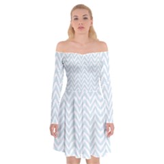 Chevrons Bleu Clair/blanc Off Shoulder Skater Dress by kcreatif