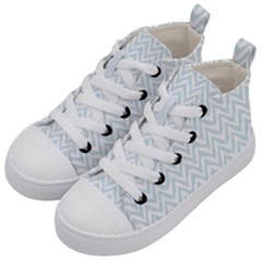 Chevrons Bleu Clair/blanc Kids  Mid-top Canvas Sneakers by kcreatif