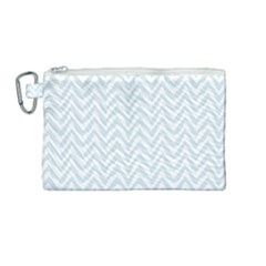 Chevrons Bleu Clair/blanc Canvas Cosmetic Bag (medium) by kcreatif