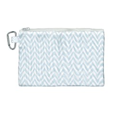 Chevrons Bleu Clair/blanc Canvas Cosmetic Bag (large) by kcreatif