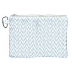 Chevrons Bleu Clair/blanc Canvas Cosmetic Bag (xl) by kcreatif