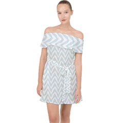 Chevrons Bleu Clair/blanc Off Shoulder Chiffon Dress by kcreatif