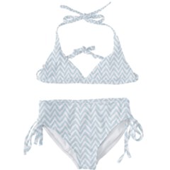 Chevrons Bleu Clair/blanc Kids  Classic Bikini Set by kcreatif