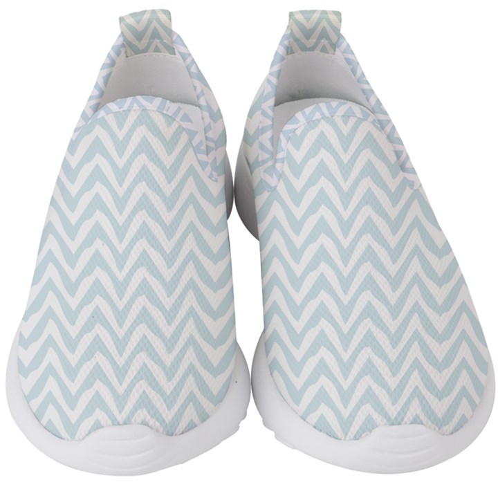 Chevrons Bleu clair/Blanc Kids  Slip On Sneakers