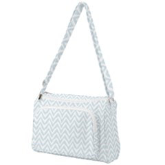 Chevrons Bleu Clair/blanc Front Pocket Crossbody Bag by kcreatif