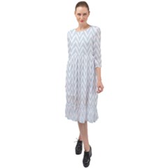 Chevrons Bleu Clair/blanc Ruffle End Midi Chiffon Dress by kcreatif