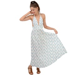 Chevrons Bleu Clair/blanc Backless Maxi Beach Dress by kcreatif