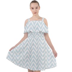 Chevrons Bleu Clair/blanc Cut Out Shoulders Chiffon Dress by kcreatif