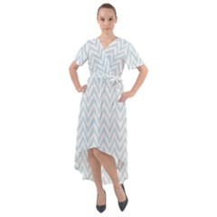 Chevrons Bleu Clair/blanc Front Wrap High Low Dress by kcreatif