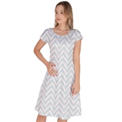 Chevrons Bleu Clair/blanc Classic Short Sleeve Dress by kcreatif