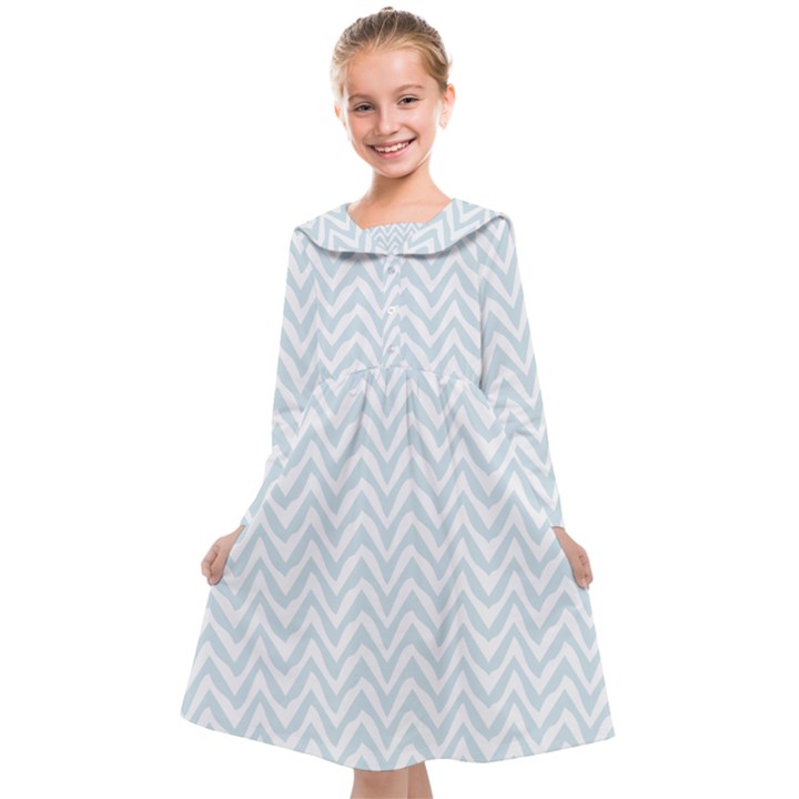 Chevrons Bleu clair/Blanc Kids  Midi Sailor Dress