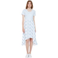 Chevrons Bleu Clair/blanc High Low Boho Dress by kcreatif