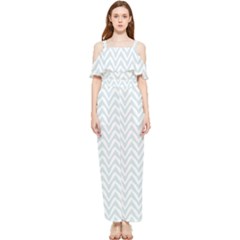 Chevrons Bleu Clair/blanc Draped Sleeveless Chiffon Jumpsuit