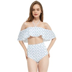 Chevrons Bleu Clair/blanc Halter Flowy Bikini Set  by kcreatif