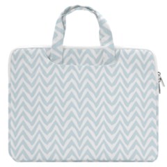 Chevrons Bleu Clair/blanc Macbook Pro Double Pocket Laptop Bag (large) by kcreatif