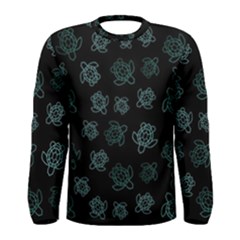 Blue Turtles On Black Men s Long Sleeve Tee