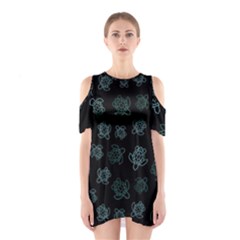 Blue Turtles On Black Shoulder Cutout One Piece Dress by contemporary