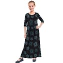 Blue Turtles On Black Kids  Quarter Sleeve Maxi Dress View1