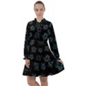 Blue Turtles On Black All Frills Chiffon Dress View1