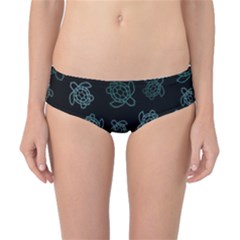 Blue Turtles On Black Classic Bikini Bottoms by contemporary